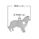 2 Stainless Steel Dog Charms, Alaskan Malamute, Collie, Sheltie Pendants, Design Metal Stamping Blanks 30x23mm, 15 gauge, chs2478