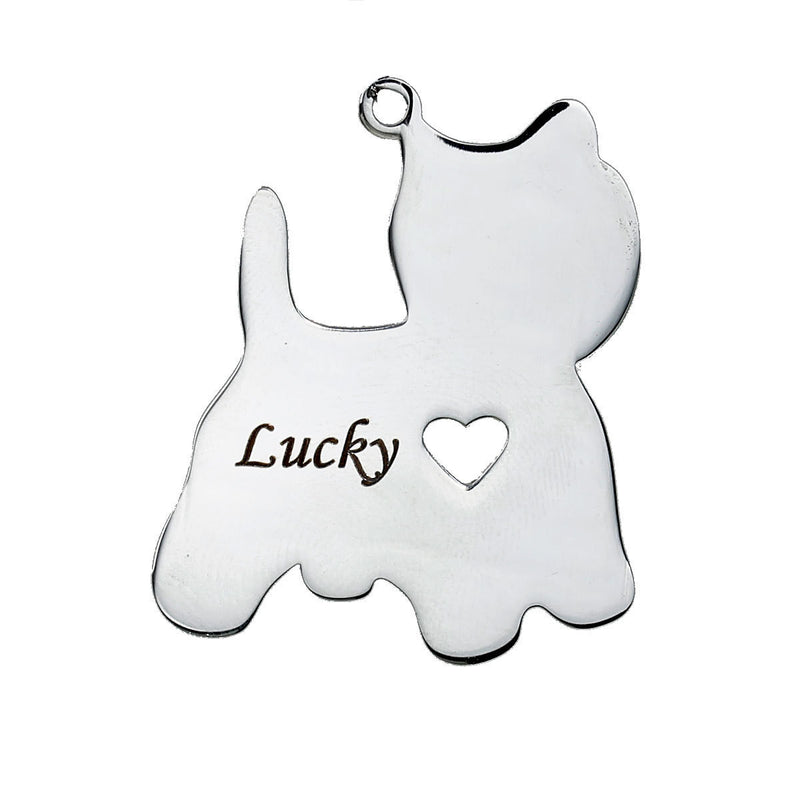 2 Stainless Steel YORKIE Charm Pendants, Dog Shape Charms, Design Metal Stamping Blanks 35x30mm, 15 gauge, chs2479