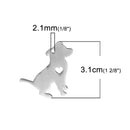 2 Stainless Steel PIT BULL TERRIER Charm Pendants, Pitbull Charms, Dog Shape Charms, Design Metal Stamping Blanks 31x29mm, 15 gauge, chs2482