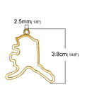 5 Gold ALASKA Charm Pendants, Outline State Alaska Travel Charm Pendants, 38x36mm, chg0428