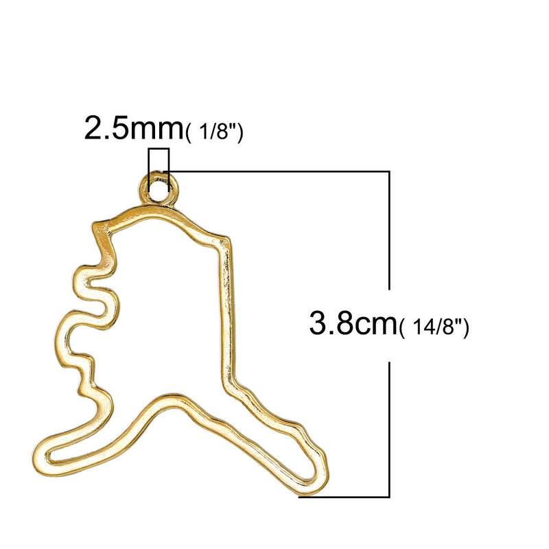 5 Gold ALASKA Charm Pendants, Outline State Alaska Travel Charm Pendants, 38x36mm, chg0428