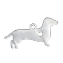 2 Stainless Steel DACHSHUND Charm Pendants, Dog Shape Charms, Design Metal Stamping Blanks 30x16mm, 15 gauge, CHS2491