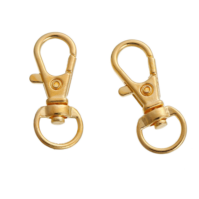 10 Gold Plated Lobster Swivel Clasps for Key Rings, Key Chains, Dog Leashes  33mm x 13mm, fcl0198