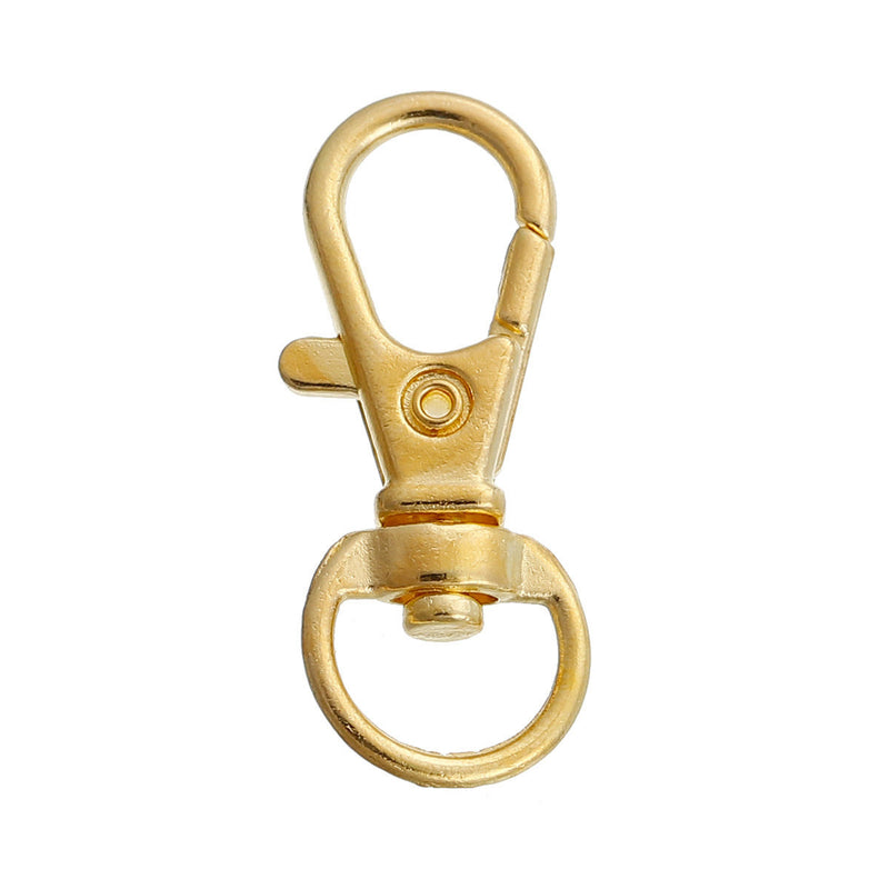 10 Gold Plated Lobster Swivel Clasps for Key Rings, Key Chains, Dog Leashes  33mm x 13mm, fcl0198