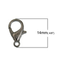 140 pcs MIXED COLORS Lobster Clasps, rose gold, copper, gunmetal gold, silver, bronze, 12mm x 6mm, fcl0200