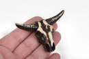 BULL LONGHORN Skull Pendant Bead, Resin Molded with hang hole front to back, 2-3/4" wide cho0150