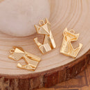 5 Gold ORIGAMI FOX Charms, Bright Gold Plated Pendants, 22x16mm, chg0505