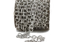 25 feet (8.3 yards) SILVER TONE Cable Chain, Round Links are 11mm unsoldered, Diamond Cut Twist Rope Design, fch0462b