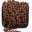 25 feet (8.3 yards) COPPER Cable Chain, Round Links are 11mm unsoldered, Diamond Cut Twist Rope Design, fch0467b
