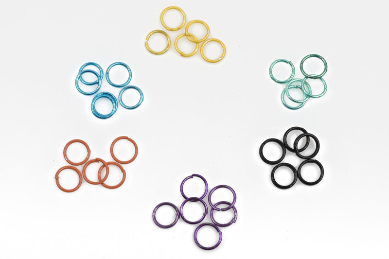 6mm Mixed Open Jump Rings Kit, Color Mixed Metals, Brass, Assorted Colors in Round Storage Box, 20 gauge, jum0186