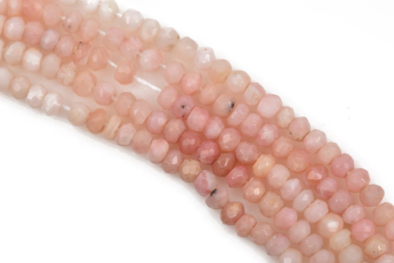 PINK PERUVIAN OPAL Gemstone Rondelle Beads, mixed pink and white opal beads, faceted, full strand, about 125 beads, gop0015