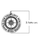 1 Silver COMPASS Charm Pendants, "Not All Those Who Wander Are Lost" quote charm 2-part stamped pendant charms, chs2684