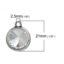 2 Clear Rivoli Charms, Crystal Glass in Silver Bezel, 21x17mm, chs2697