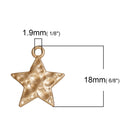 10 Bright Gold Hammered Metal STAR Charm Pendants, 18x15mm chg0513