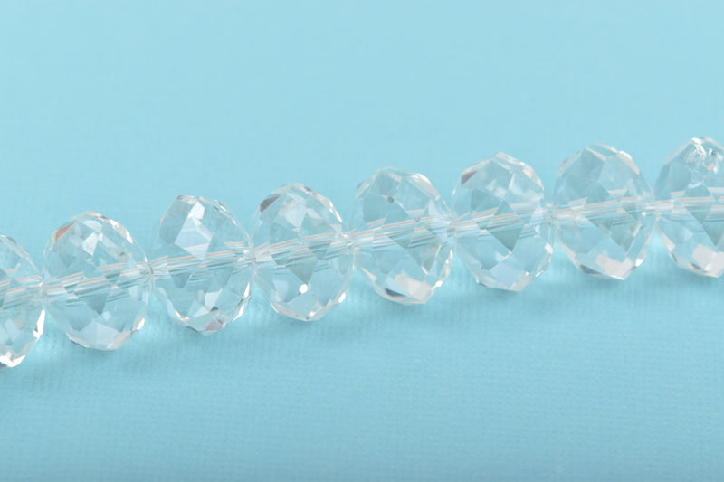 12mm CLEAR CRYSTAL Faceted Glass Crystal Rondelle Beads, 36 large beads, bgl1583