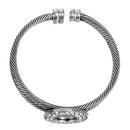 2 Antiqued Silver Bangle Cuff Bracelet Blanks, fits 11mm round cabochon, rhinestones surround bezel, fin0613