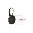 10 (5 pairs) bronze cabochon bezel setting lever back earring components, fits 14mm round inside tray, fin0615