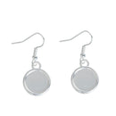20 (10 pairs) silver plated cabochon bezel setting earrings, French hook wire components, fits 12mm round inside bezel tray, fin0616
