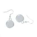 20 (10 pairs) silver plated cabochon bezel setting earrings, French hook wire components, fits 12mm round inside bezel tray, fin0616