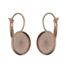 2 (1 pair) ROSE GOLD stainless steel cabochon bezel setting lever back earring components, fits 12mm round inside tray fin0614
