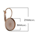2 (1 pair) ROSE GOLD stainless steel cabochon bezel setting lever back earring components, fits 8mm round inside tray fin0617