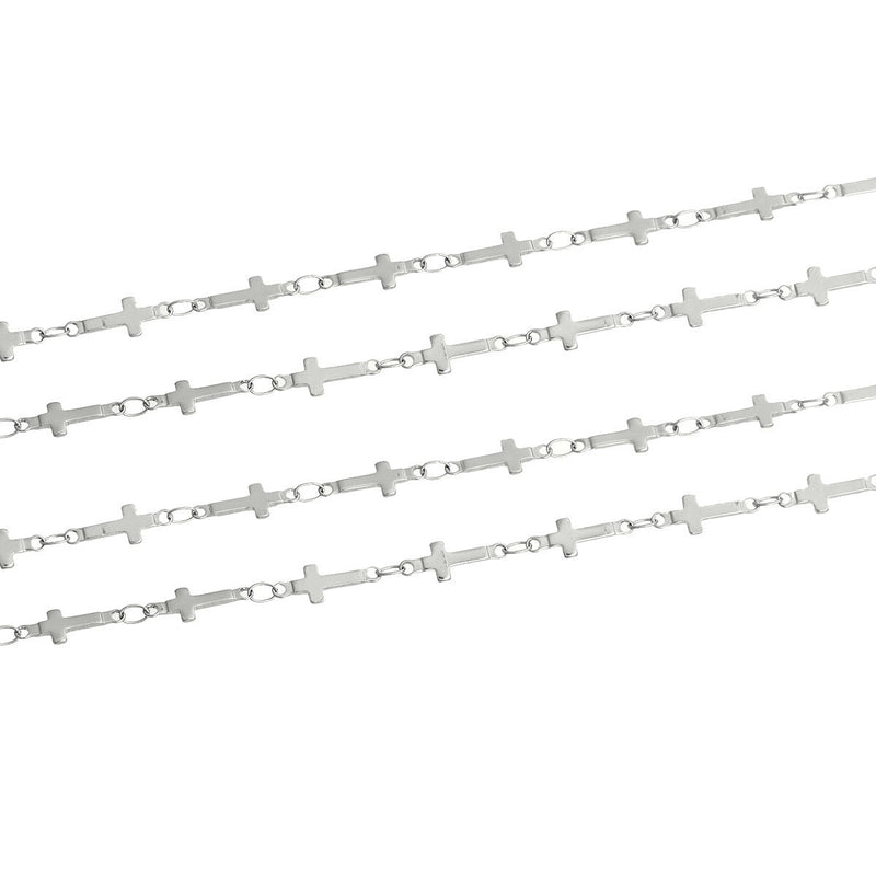 1 yard (3 feet) of STAINLESS STEEL CROSS Link Chain, fine chain, thin chain, links are 13mm x 5mm, fch0519
