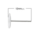 200 Stainless Steel Post Earring Blanks, includes Rubber Stopper backers, silver metal  (100 pairs), fits 8mm cabochon, fin0587