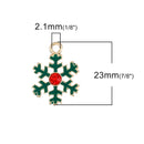 5 CHRISTMAS SNOWFLAKE Charms or Pendants, Gold Plated with enamel and rhinestone accents, 7/8" chg0433