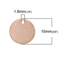 5 ROSE GOLD Stainless Steel Metal Stamping Blanks Charms ( 15mm, 5/8" ), Round Disc Tags, 19 gauge, msb0368