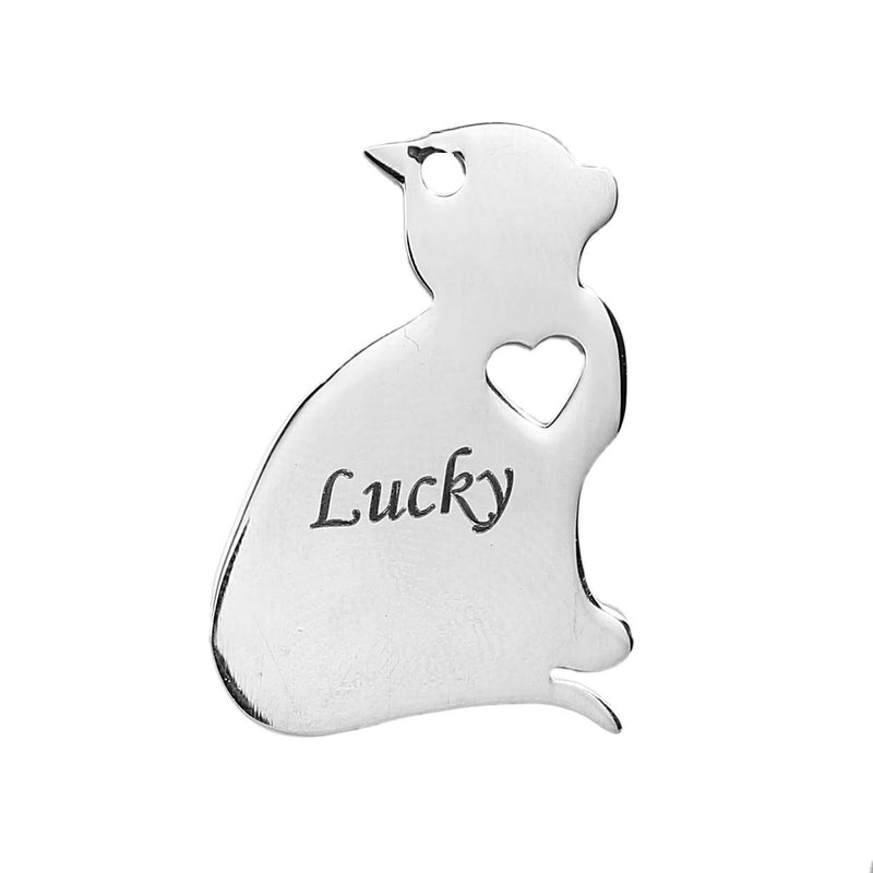 2 Stainless Steel CAT Charm Pendants, Dog Shape Charms, Design Metal Stamping Blanks 29x20mm, 15 gauge, chs2526