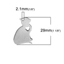 2 Stainless Steel CAT Charm Pendants, Dog Shape Charms, Design Metal Stamping Blanks 29x20mm, 15 gauge, chs2526