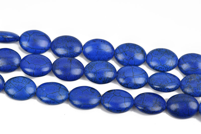 20x15mm ROYAL BLUE Howlite Oval Beads, Puffy Oval Beads, full strand, 20 beads, how0609