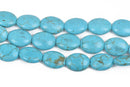 20x15mm TURQUOISE BLUE Howlite Oval Beads, Puffy Oval Beads, full strand, 20 beads, how0621