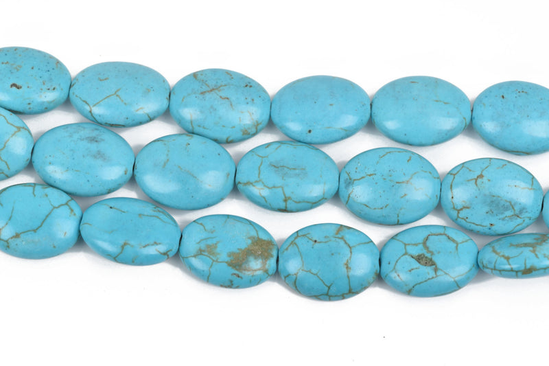20x15mm TURQUOISE BLUE Howlite Oval Beads, Puffy Oval Beads, full strand, 20 beads, how0621