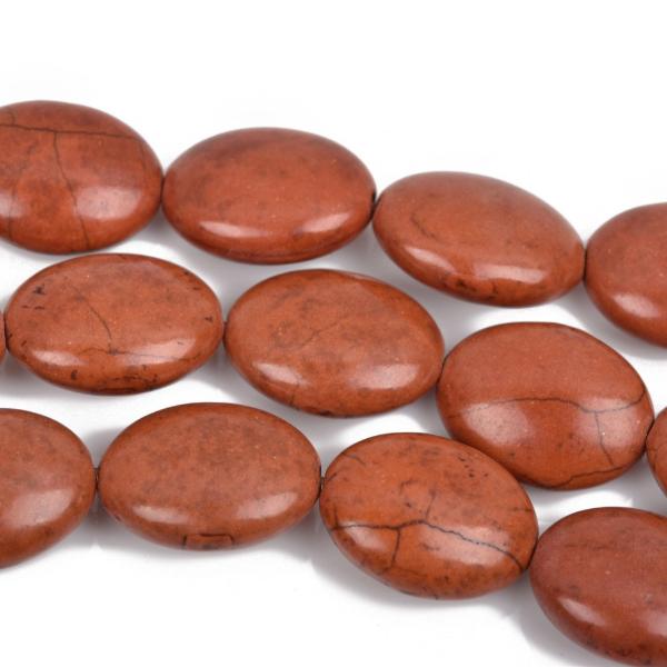 20x15mm BROWN Howlite Oval Beads, Puffy Oval Beads, full strand, 20 beads, how0620