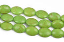 20x15mm GREEN Howlite Oval Beads, Puffy Oval Beads, full strand, 20 beads, how0623