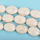 10mm WHITE Howlite Oval Beads, Puffy Oval Beads, full strand, 41 beads, how0628