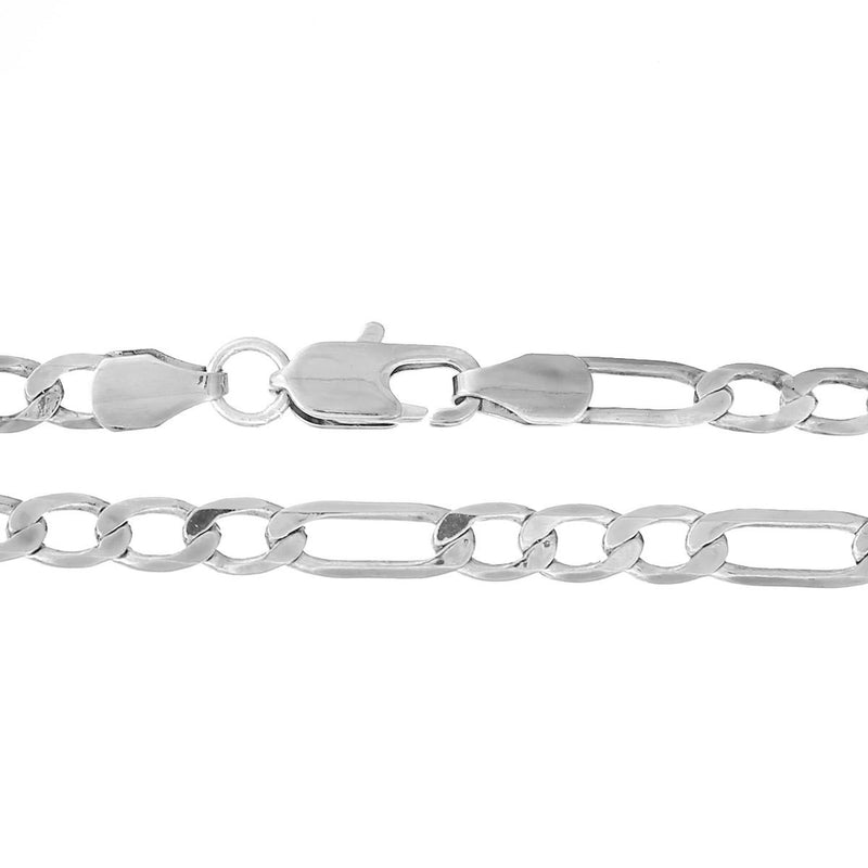 2 Bright Silver Plated FIGARO LINK CHAIN Necklaces, lobster clasp, 21-5/8" long fch0476