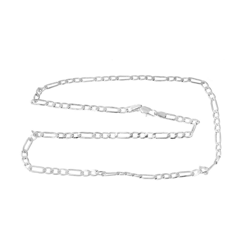 2 Bright Silver Plated FIGARO LINK CHAIN Necklaces, lobster clasp, 21-5/8" long fch0476