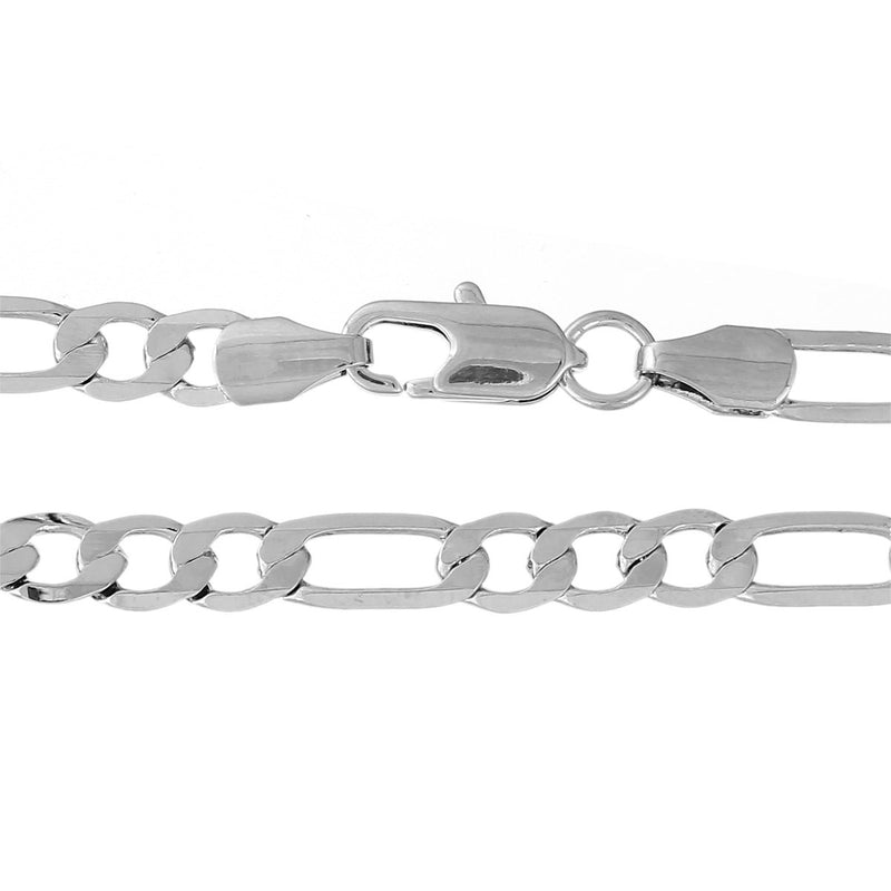 2 Silver Tone FIGARO LINK CHAIN Necklaces, lobster clasp, 21-1/2" long fch0477