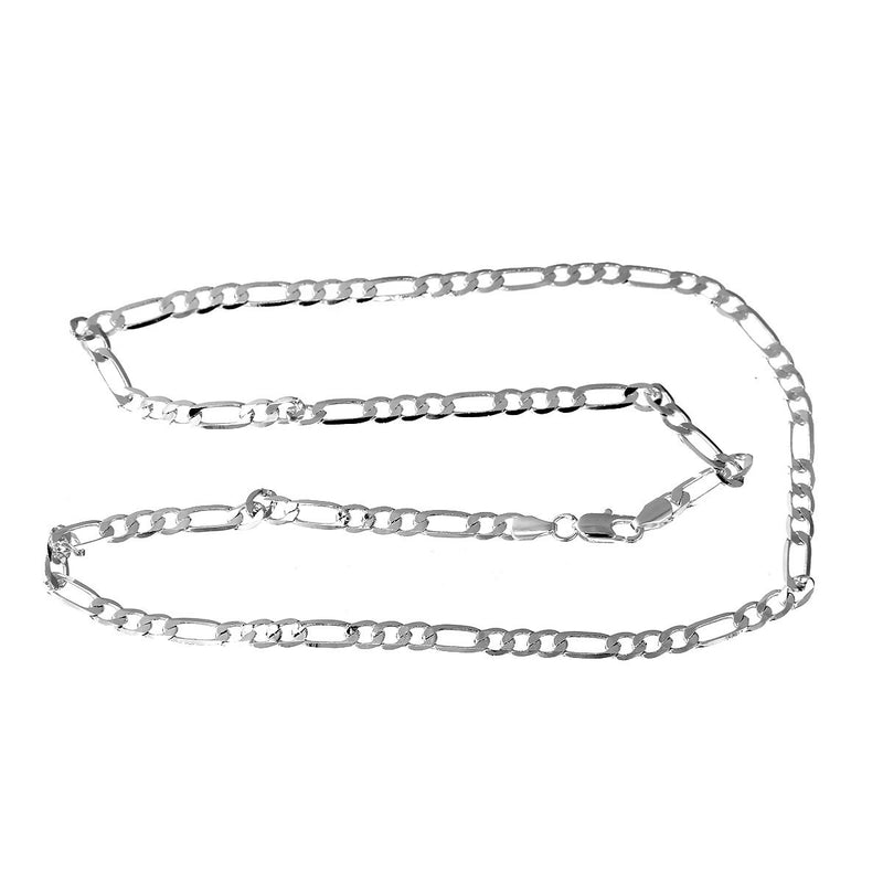 2 Silver Tone FIGARO LINK CHAIN Necklaces, lobster clasp, 21-1/2" long fch0477