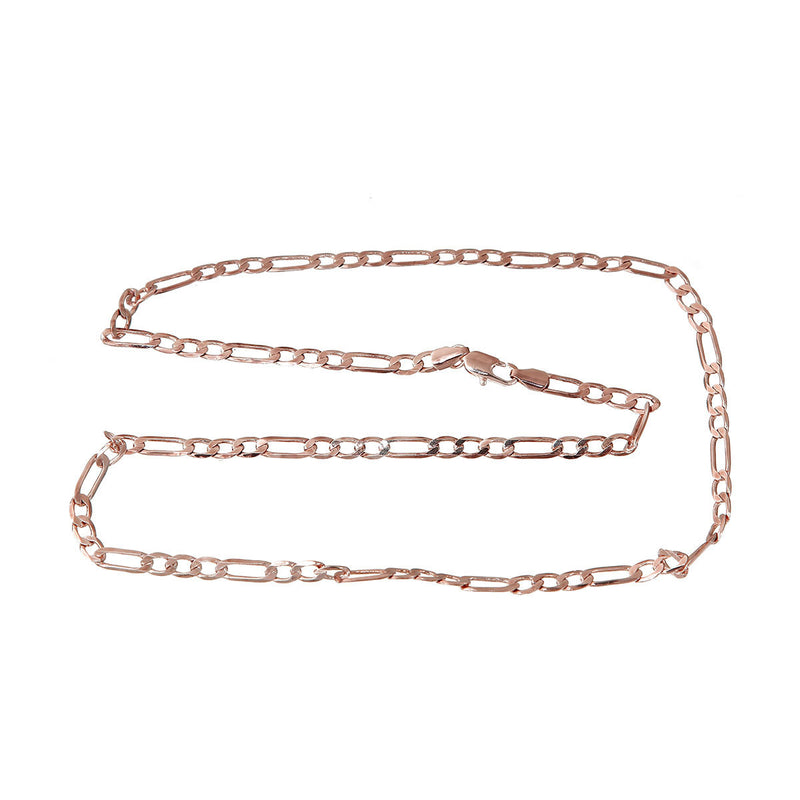 2 Rose Gold FIGARO LINK CHAIN Necklaces, lobster clasp, 21-5/8" long fch0478