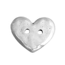 10 Silver HEART Buttons, Hammered Metal, 2 Hole Sew Through Buttons 19x16mm, but0256