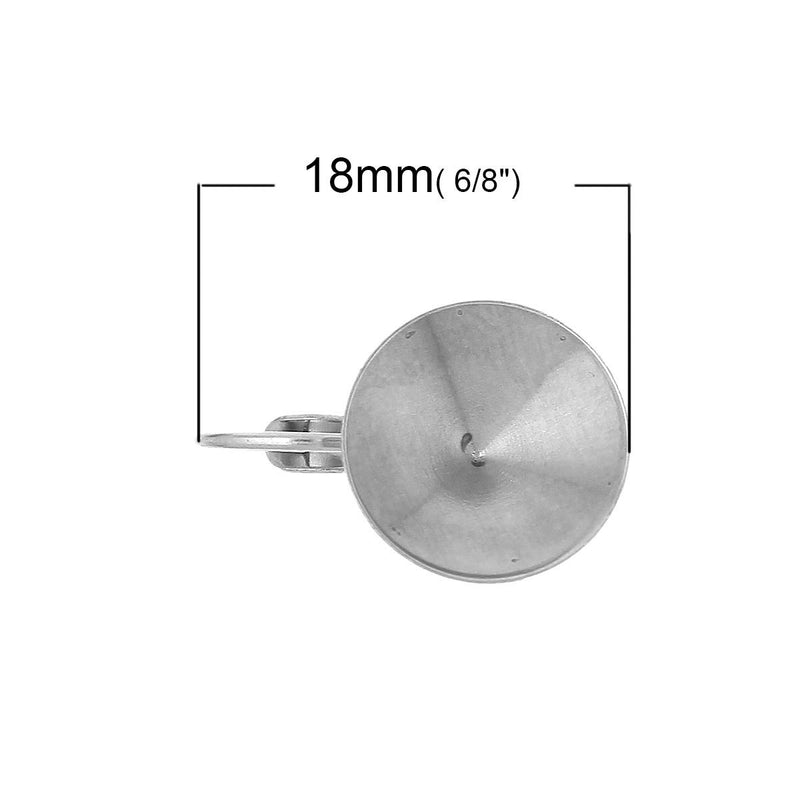 10 (5 pairs) stainless steel bezel lever back earring blanks, fits 12mm round Rivoli point back rhinestone chatons, bezel tray, fin0589