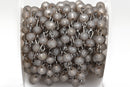 13 feet (4.33 yards) FROSTED GREY Crystal Rondelle Rosary Chain, gunmetal, 6mm faceted rondelle glass beads, fch0484b