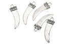 5 Large HORN or CLAW Tusk Charm Pendants, silver oxidized, 40x13mm, chs2531