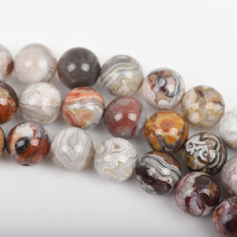 6mm PAINTED DESERT AGATE Round Beads, Natural Gemstone Beads, Banded colors rust white grey tan gold, full strand, about 65 beads, gag0282