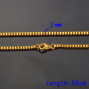 5 Gold Plated Stainless Steel BOX Chain Necklaces with Lobster Clasp, non tarnish, 22" long 2mm thick, fch0529
