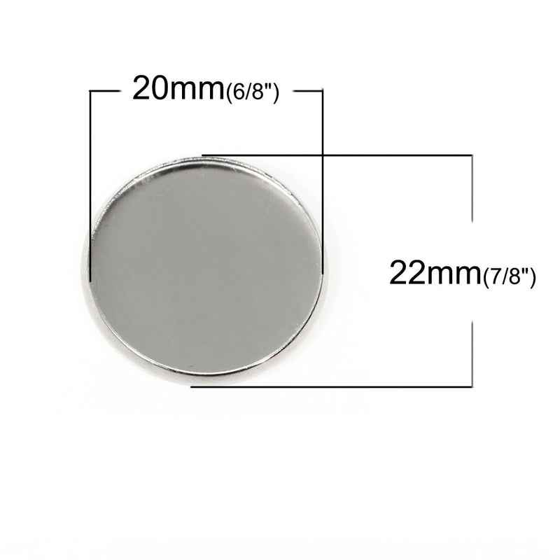 10 stainless steel cabochon bezel setting components, fits 20mm round inside bezel, fin0591