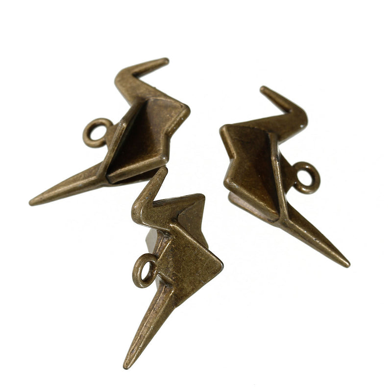 10 Bronze ORIGAMI CRANE Charms, 27x20mm, chb0450